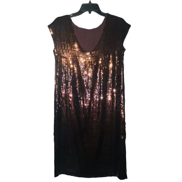 Anthropologie Maeve Dress Kara Sequined Midi in Brown X-Small New Cocktail Party - Picture 7 of 13